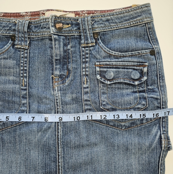 Candie's Vintage Skirt Pencil Midi Denim Blue Jean Y2K 90s Pockets Slit Junior 7 - Picture 15 of 16